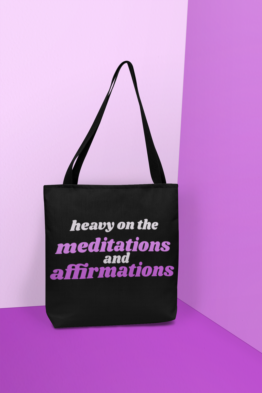 The Affirmations tote bag. Created by Yoga and Mahogany.